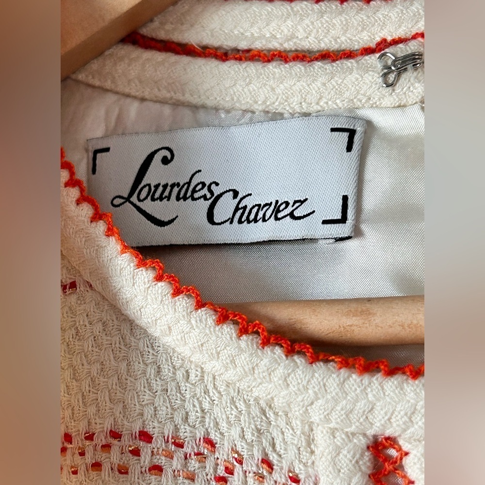 Lourdes Chávez dress and tunic size 12 beige color with orange stripes - Picture 2 of 16